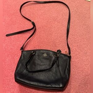 Vintage Black Leather Coach Crossbody Bag